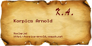 Korpics Arnold névjegykártya